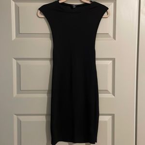 Black ribbed midi dress